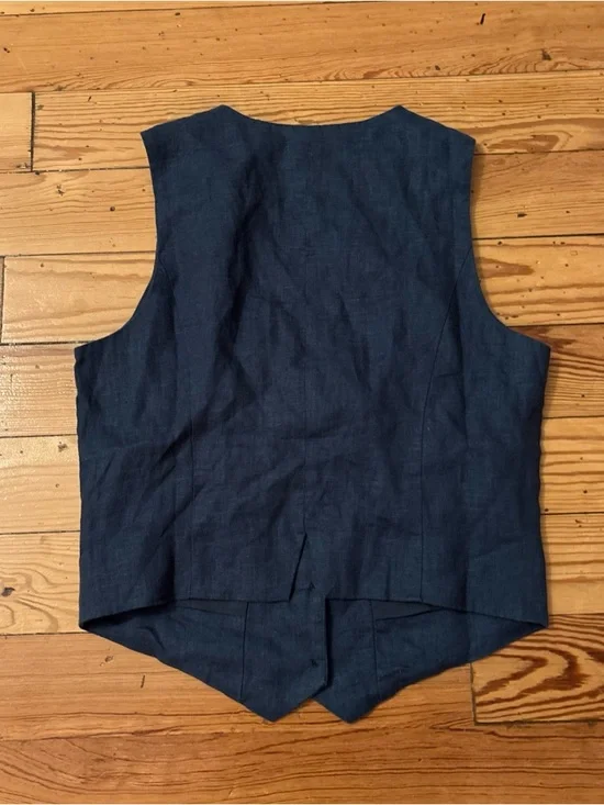 MADEWELL Women's Single-Breasted Deep Shadow Linen Vest sz 2 NQ129 NWT - Picture 4 of 4